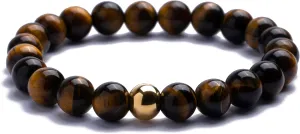 | Premium Beaded Bracelet for Men | Bracelet with Black Onyx, Brown Tigers Eye or Grey Larvikite Stone Pearl Beads | Exclusive Jewelry Gift Box | Handcrafted