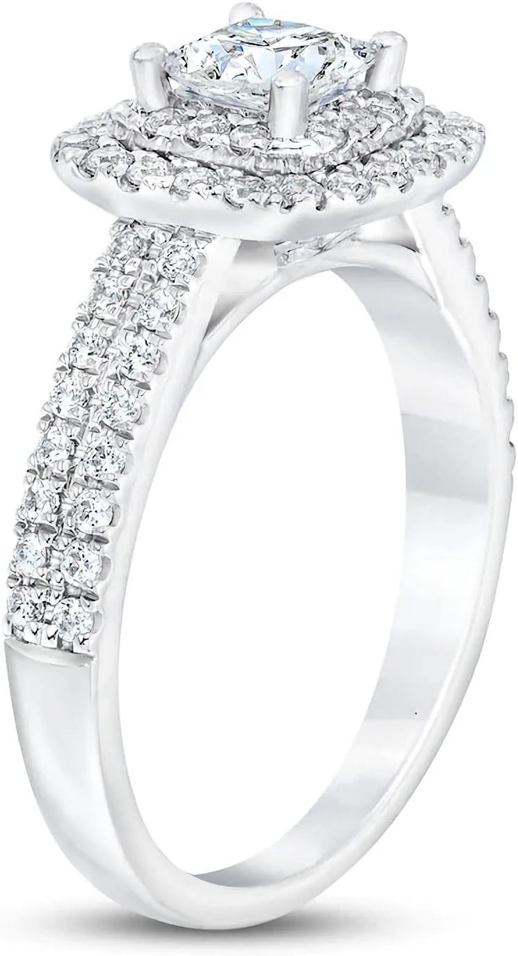 1 Carat Princess Cut Moissanite Engagement Rings for Women Platinum Plated Silver Princess Moissanite Rings