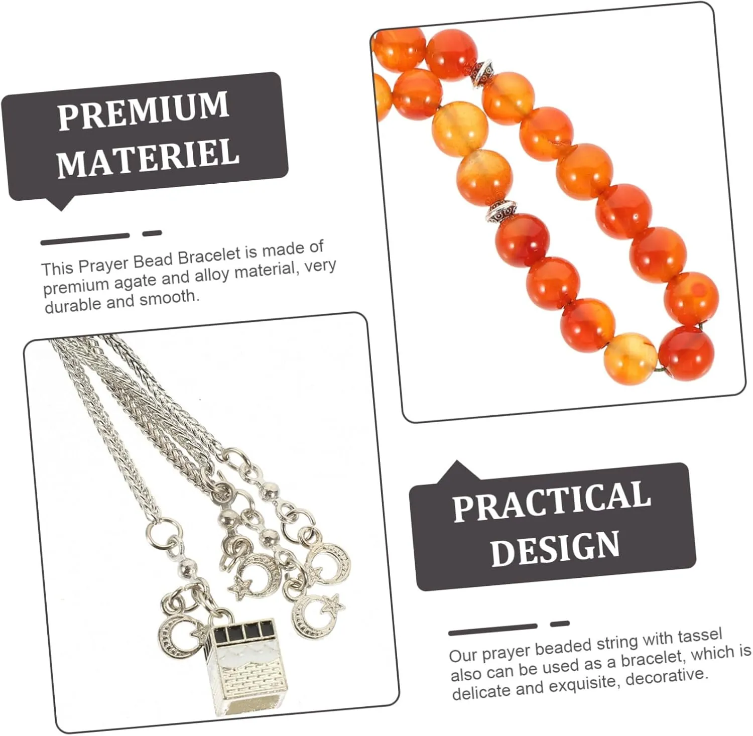 1 String Agate Bead Bracelet Exquisite Rosary Beads Rosary for Rosary Beaded Bracelet Muslim Prayer