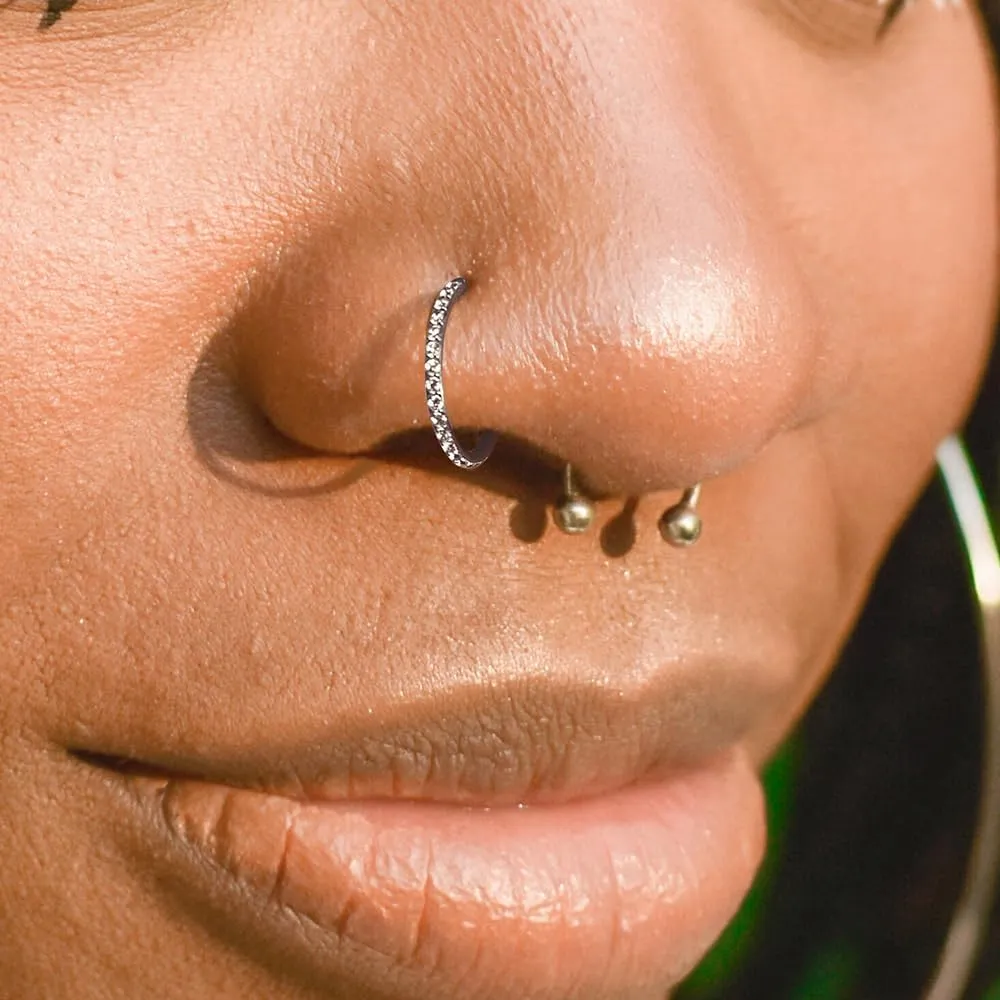 10 PCS Septum Rings Hoop with CZ, 16G/1.2*(6-8-10)mm earrings Surgical Stainless Steel ear gauges weight,Segment Nose Rings, Cartilage Clicker Hoop Earrings for Rook, Daith, Tragus,Gold Silver