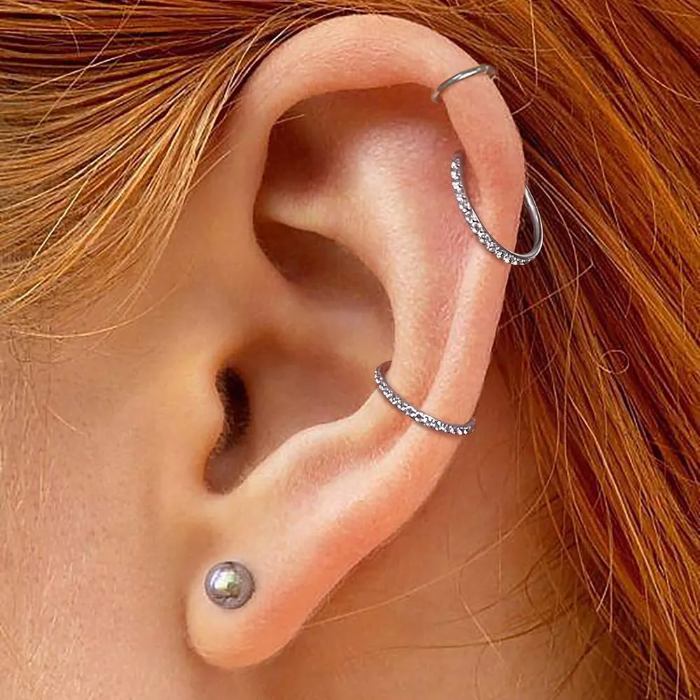 10 PCS Septum Rings Hoop with CZ, 16G/1.2*(6-8-10)mm earrings Surgical Stainless Steel ear gauges weight,Segment Nose Rings, Cartilage Clicker Hoop Earrings for Rook, Daith, Tragus,Gold Silver
