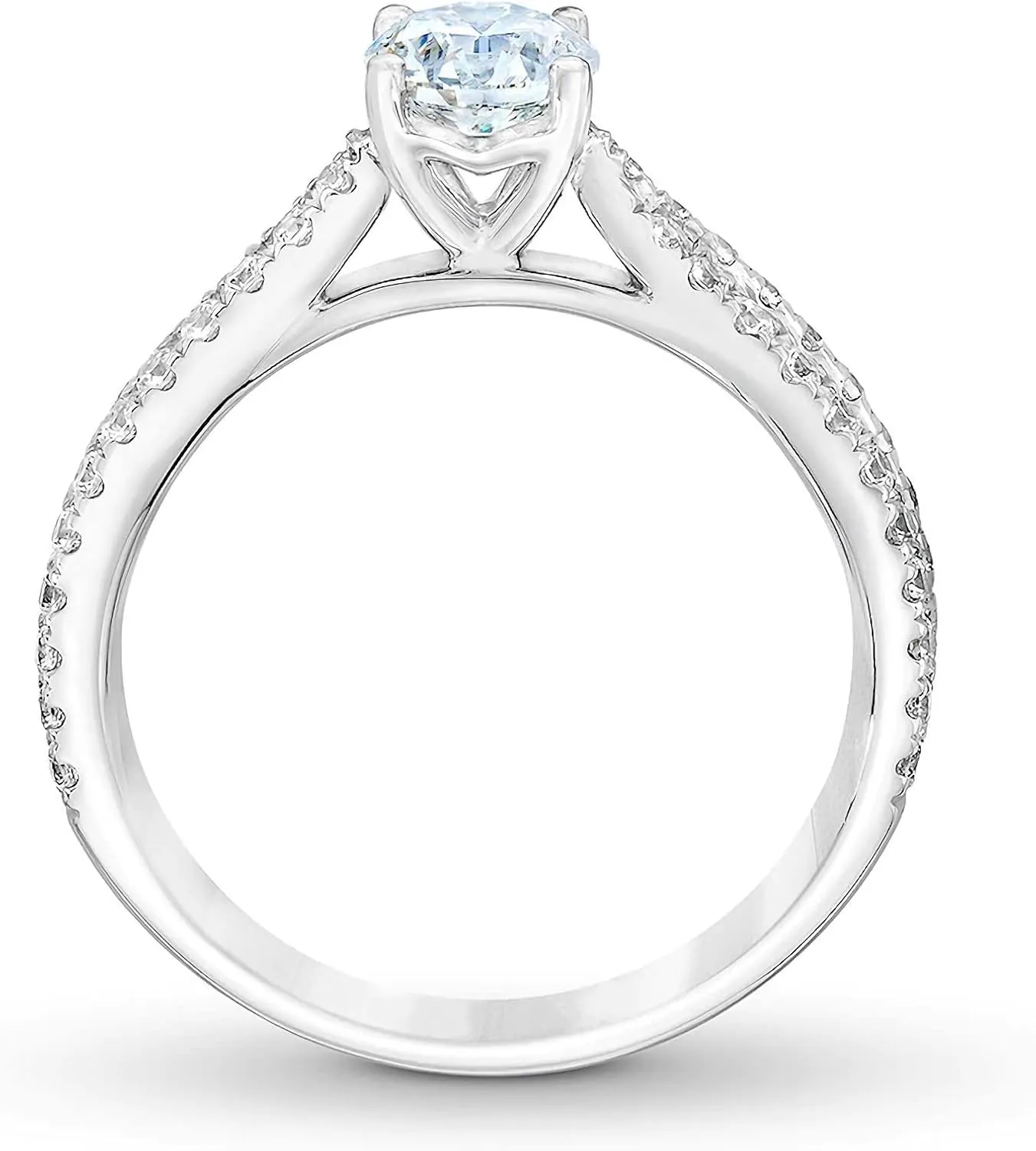 1.37 Carat Round Cut Moissanite Engagement Rings for Women Platinum Plated Silver Moissanite Rings