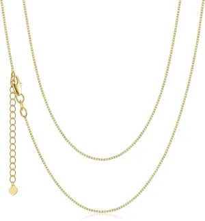 14K Gold Chain Necklace for Women 1mm Box Chain Thin Necklace Gold Chain for Men 18 Inch