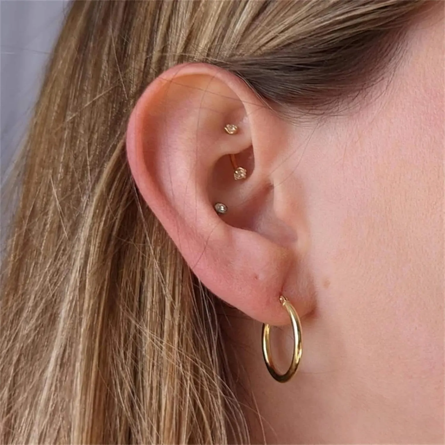 14k Gold Eyebrow Rings, 16G Barbell, Rook Piercing Jewelry, 8mm Daith, Labret Piercings Body Jewelry