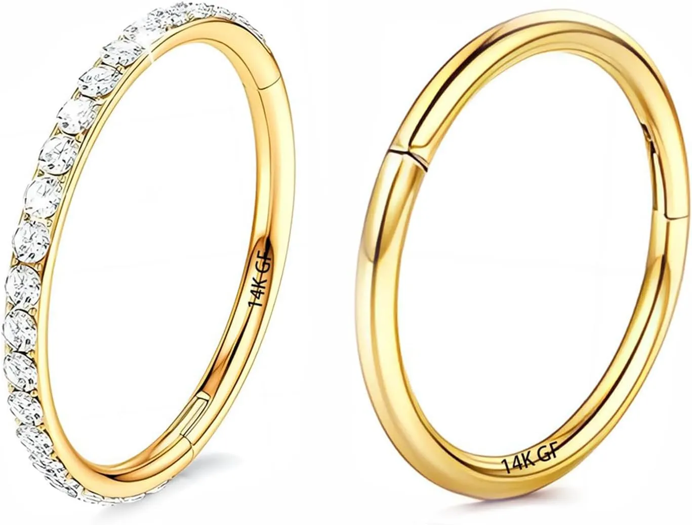 14K Gold Filled Septum Rings Hoop 16G 8mm/10mm 316L Segment Nose Rings for Men, Cartilage Clicker Hoop Earrings for Rook, Daith, Tragus, Hypoallergenic.