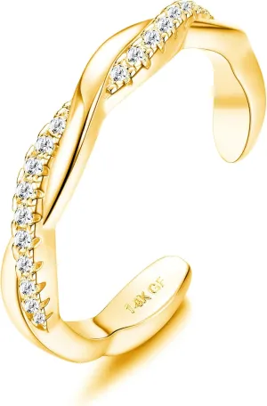 14K Gold Filled Toe Rings for Women Adjustable Toe Ring Band Rings Flower CZ Celtic Knot Comfort-Fit Open Toe Rings Beach Foot Jewelry for Summer