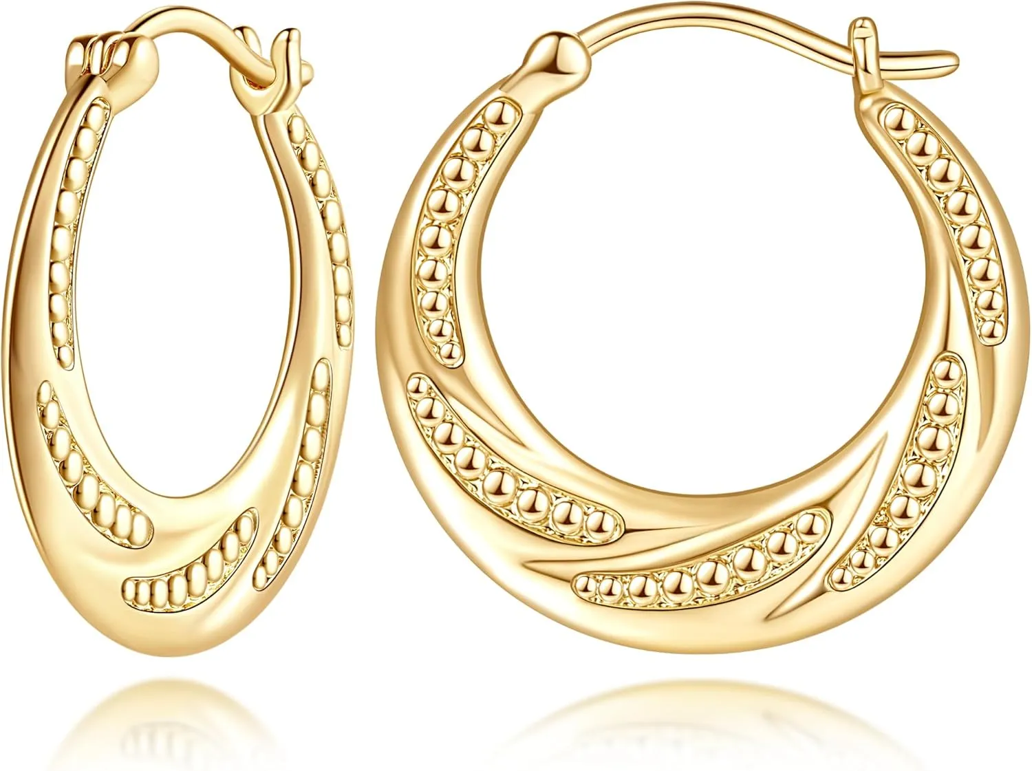 14K Gold Hoop Earrings for Women Small Gold Hoop Earrings 14K Hoops Earring Rotating Small Ball Design Comfortable Hoops Womens Earring 22/25mm