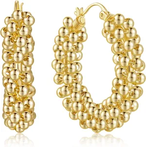 14K Gold Hoop Earrings for Women Unique Large Hoops Earring Thick Hoop Earrings Chunky Earrings 14K Gold Earring For Women Elegant Gifts 37 * 8.5MM