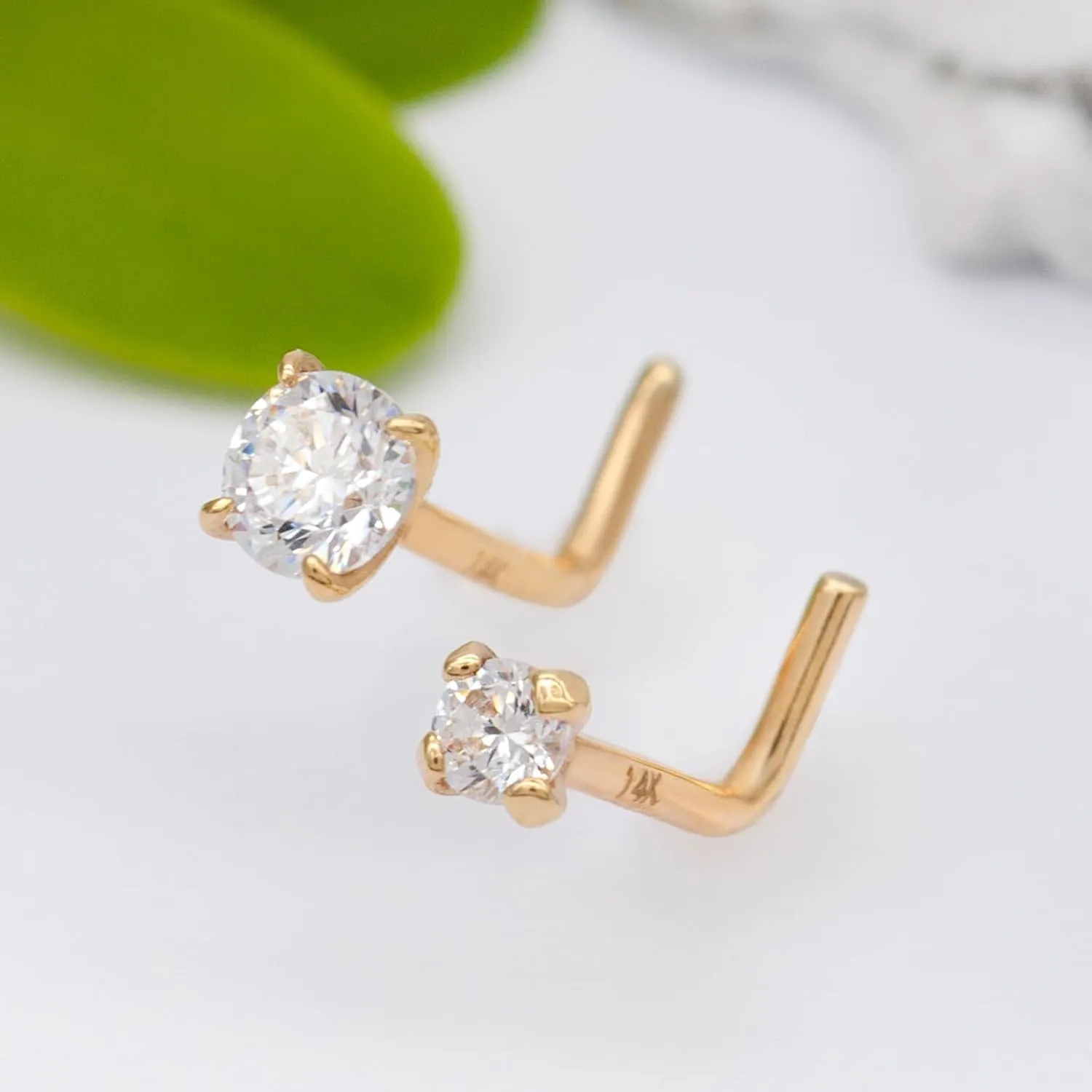 14k Gold Nose Ring Studs for Women Men, 22G/20G Nose Rings Yellow/White Gold Piercing Jewelry, Gold Nose Piercing, Hypoallergenic