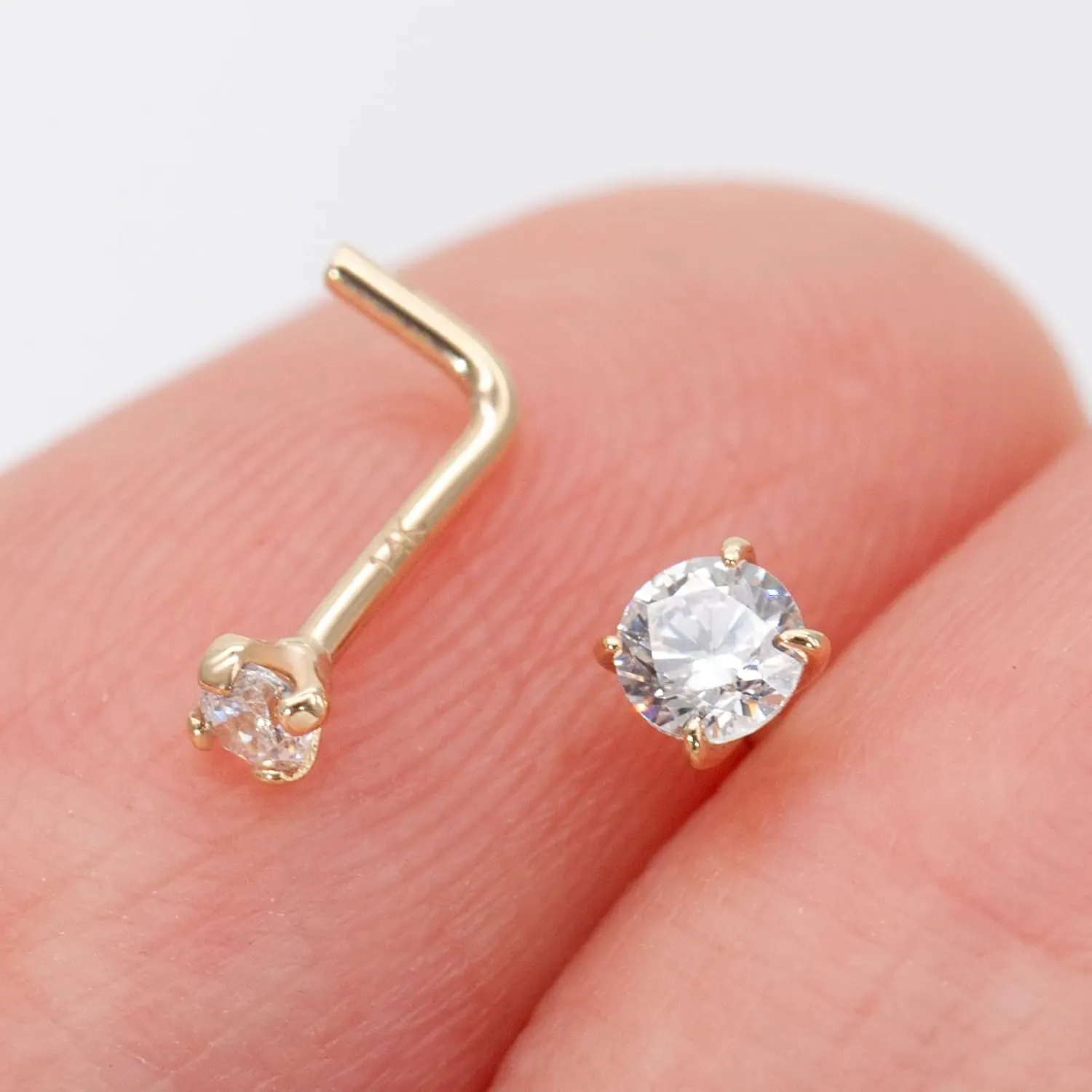 14k Gold Nose Ring Studs for Women Men, 22G/20G Nose Rings Yellow/White Gold Piercing Jewelry, Gold Nose Piercing, Hypoallergenic
