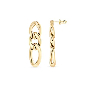 14K Gold Plated Chain Link Earrings, Gold Stud Earrings for Women and Girls