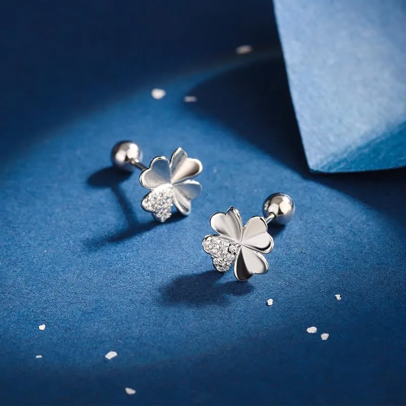 14k Gold Plated Hypoallergenic Flower Screw Back Cartilage Silver Helix Piercing Jewelry 16G Tragus Earrings for Women Teen Tiny Mini - Stud, Polished Brass, White Gold - Flat Back