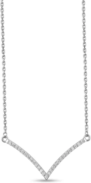 14k Gold Plated Necklace For Women - 1.1ct D/VVS1 Simulated Diamond Pendant Necklace Set For Women - Classy Chevron Diamond Necklace Jewelry - Beautiful Sterling Silver Womens Jewelry Set - Best For Gift (White Gold)