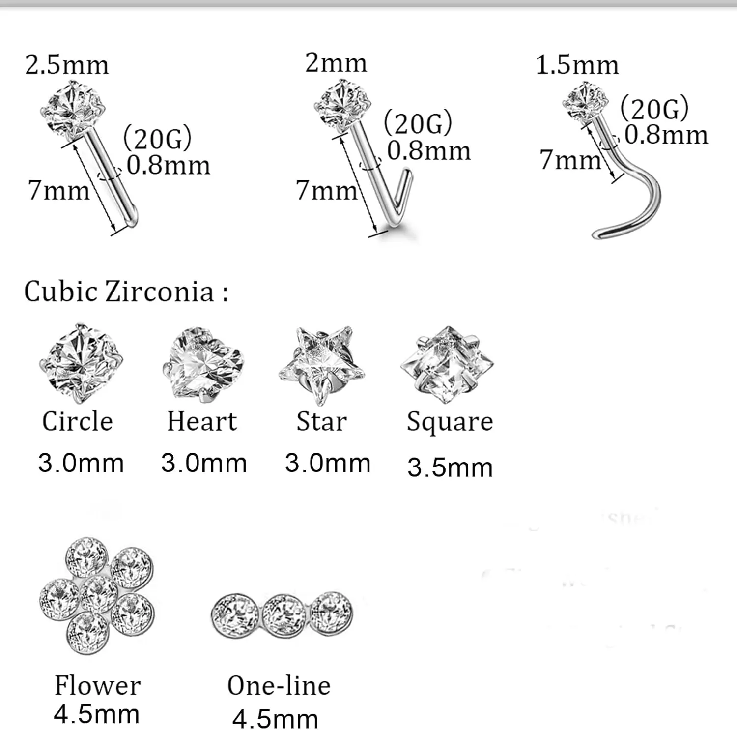 14k Gold Plated Nose Rings Studs for Women 316L Surgical Steel Nose Piercings 22g/20g/18g Gauges 1.5mm/2mm/2.5mm/3mm/3.5mm/4.5mm Sizes