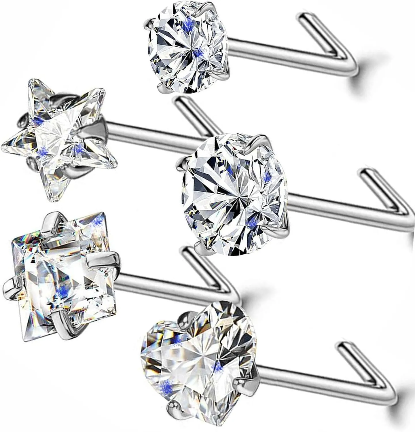 14k Gold Plated Nose Rings Studs for Women 316L Surgical Steel Nose Piercings 22g/20g/18g Gauges 1.5mm/2mm/2.5mm/3mm/3.5mm/4.5mm Sizes