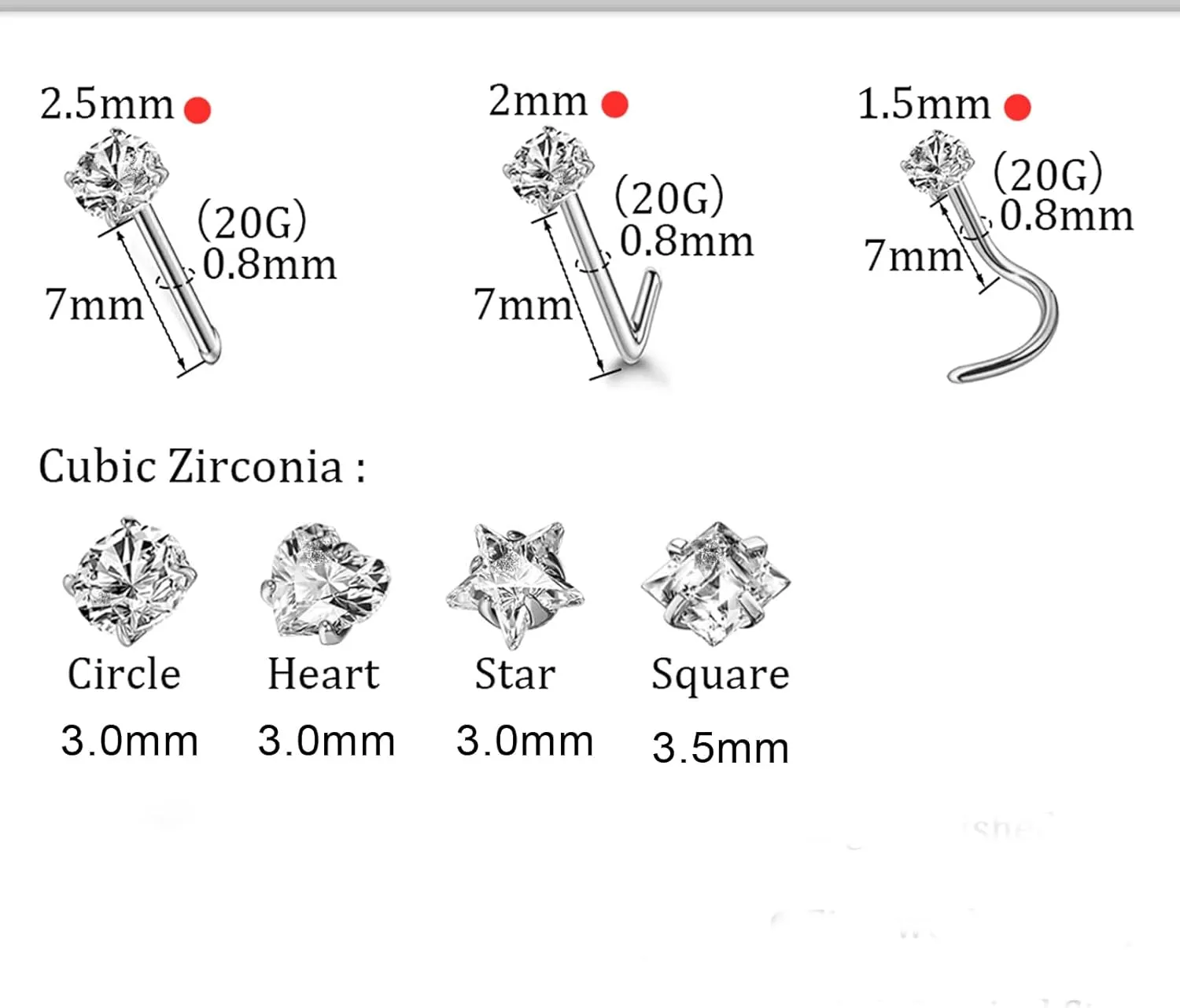 14k Gold Plated Nose Rings Studs for Women 316L Surgical Steel Nose Piercings 22g/20g/18g Gauges 1.5mm/2mm/2.5mm/3mm/3.5mm/4.5mm Sizes
