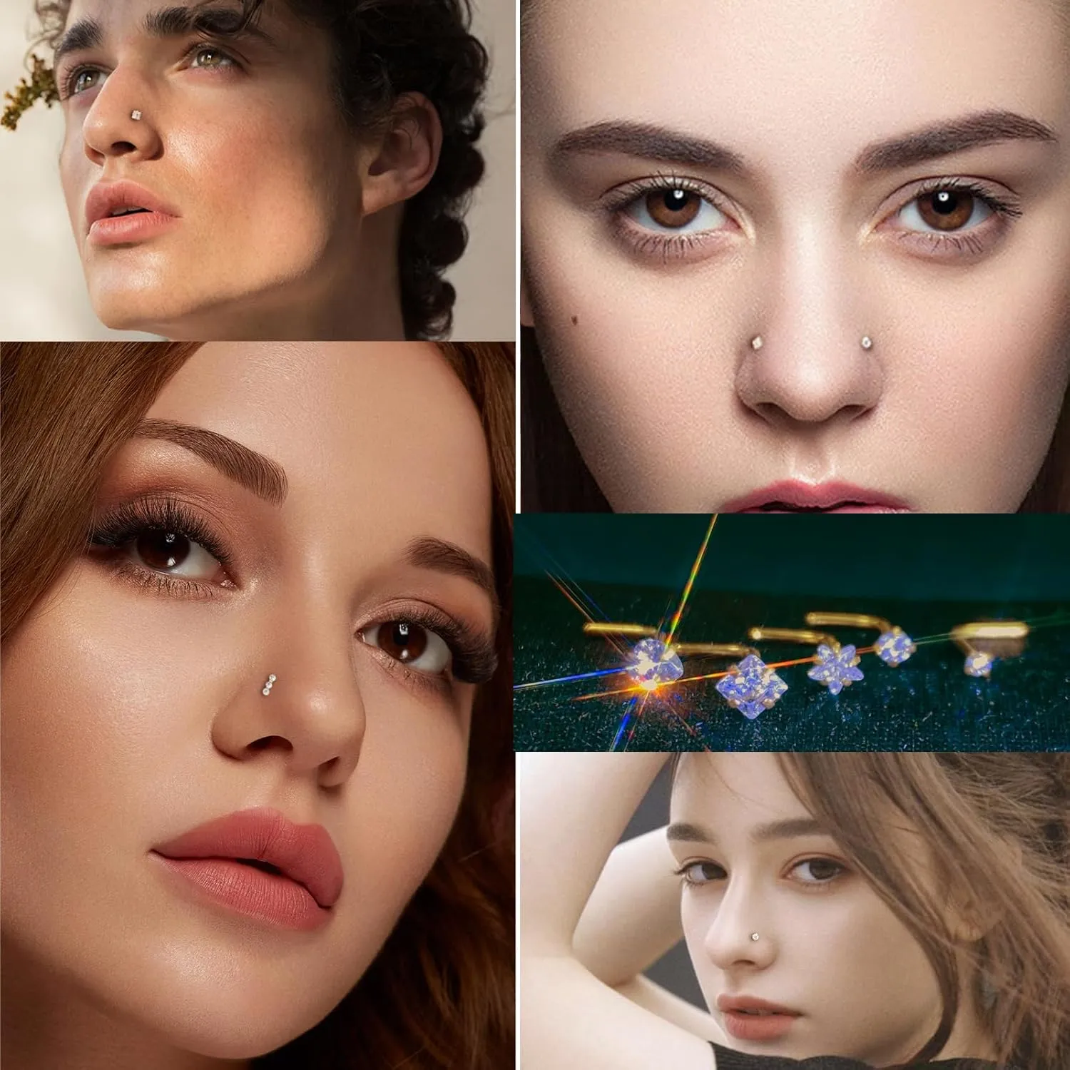 14k Gold Plated Nose Rings Studs for Women 316L Surgical Steel Nose Piercings 22g/20g/18g Gauges 1.5mm/2mm/2.5mm/3mm/3.5mm/4.5mm Sizes