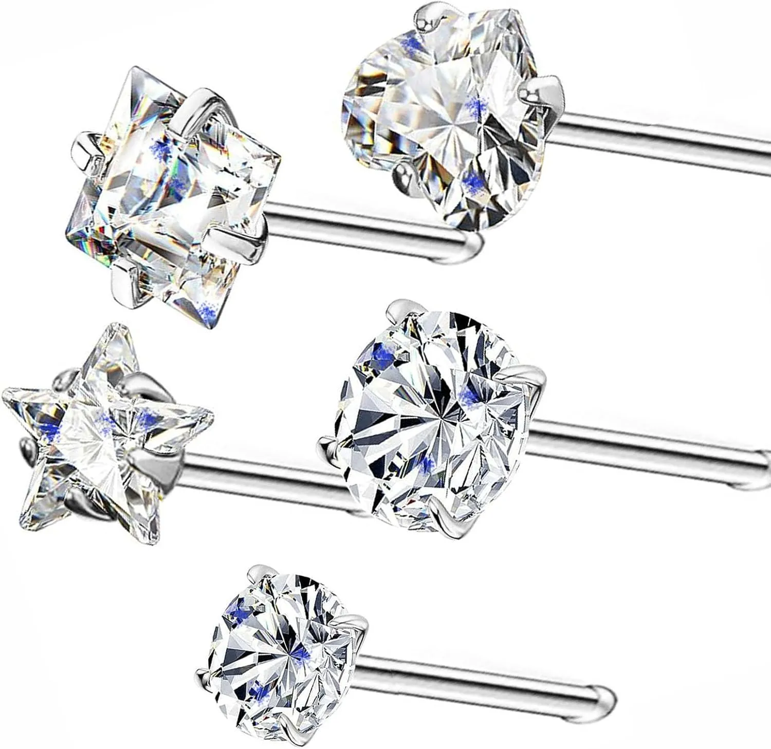 14k Gold Plated Nose Rings Studs for Women 316L Surgical Steel Nose Piercings 22g/20g/18g Gauges 1.5mm/2mm/2.5mm/3mm/3.5mm/4.5mm Sizes