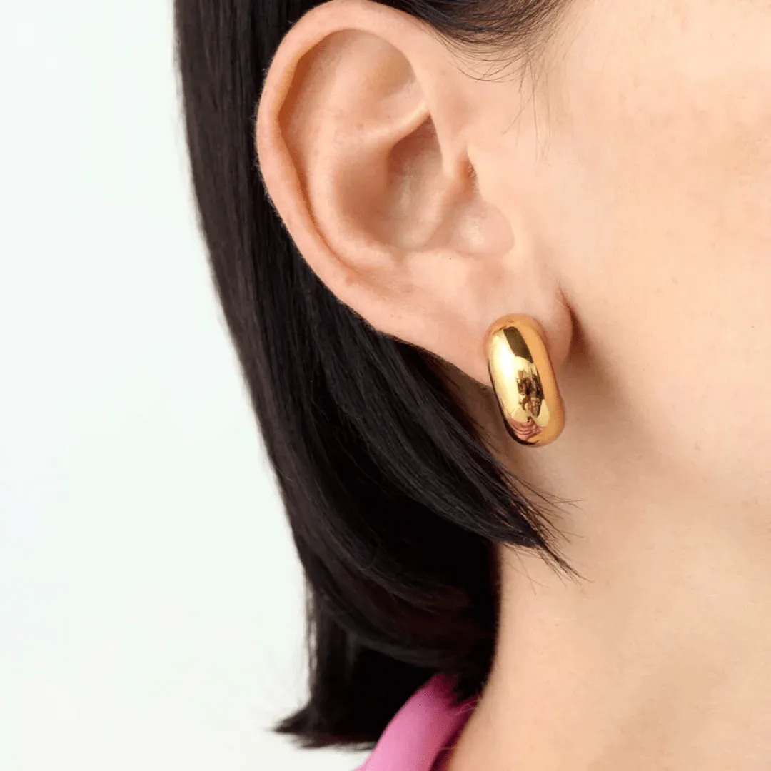 14K Gold Plated Tome Hoop Huggies