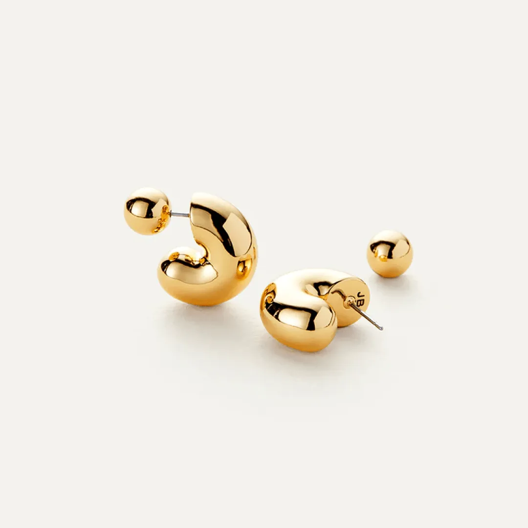14K Gold Plated Tome Hoop Huggies