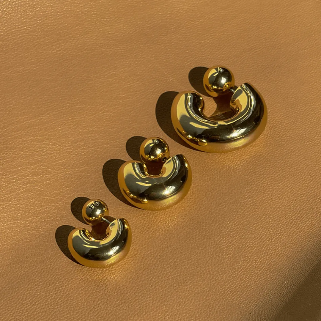 14K Gold Plated Tome Hoop Huggies