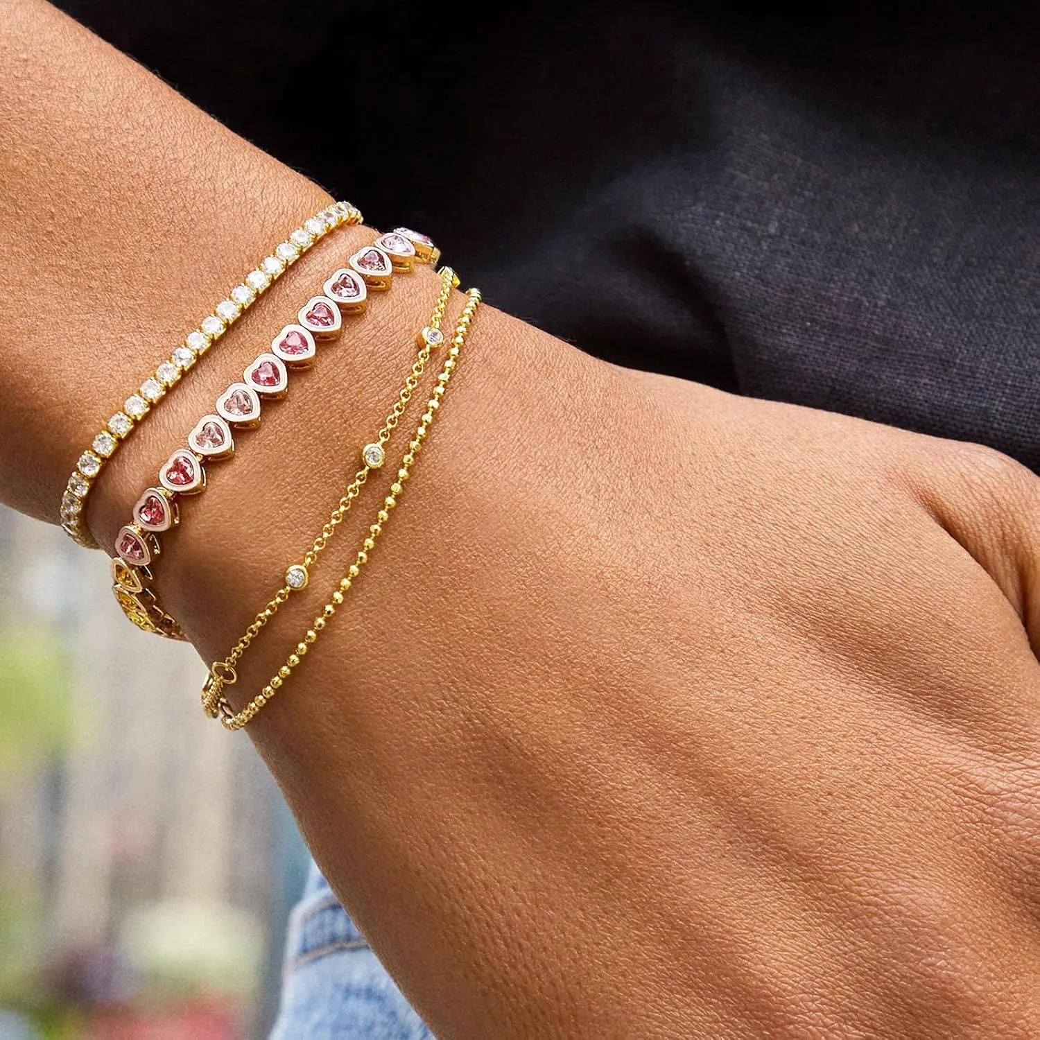 14k Gold Tennis Bracelet, Cubic Zirconia Classic Tennis Bracelet, Gold Link Bracelets For Women