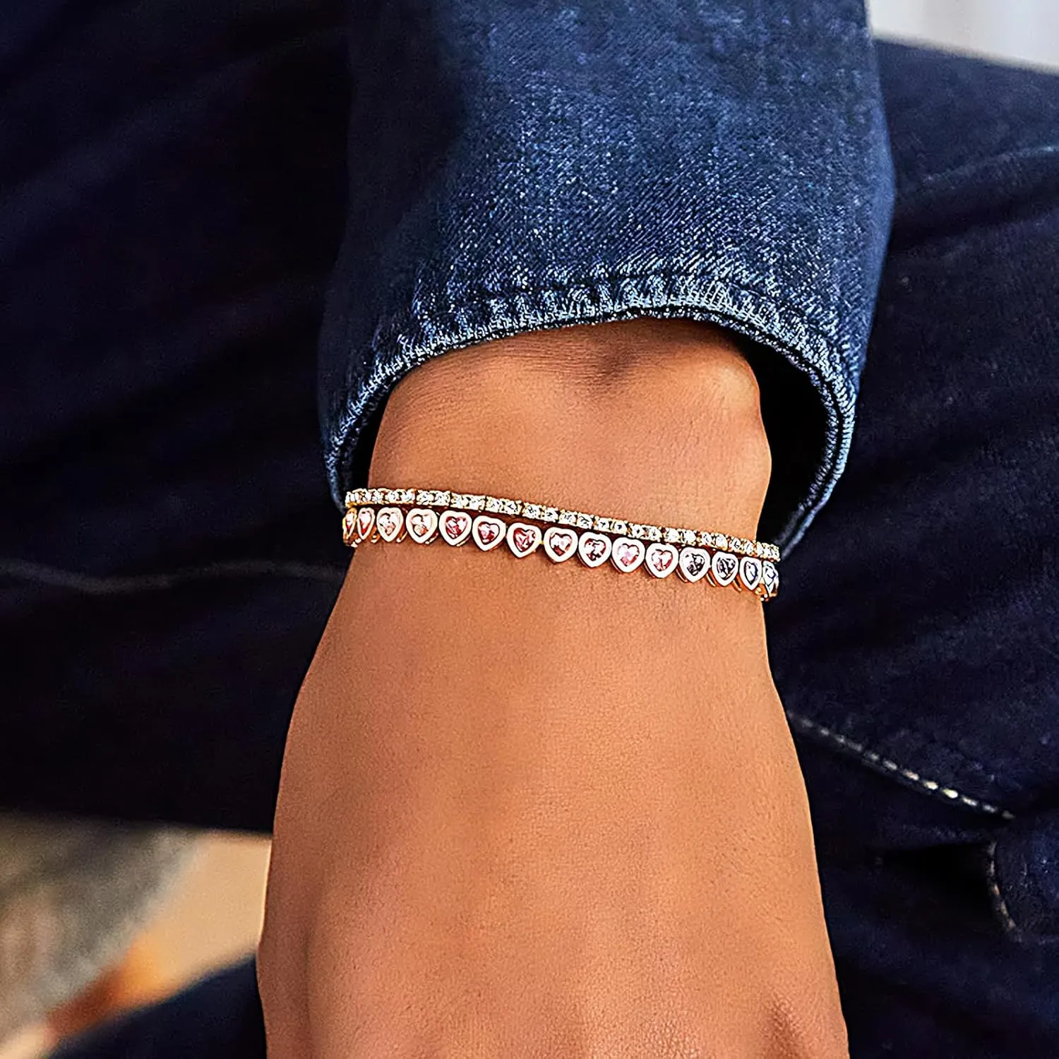 14k Gold Tennis Bracelet, Cubic Zirconia Classic Tennis Bracelet, Gold Link Bracelets For Women