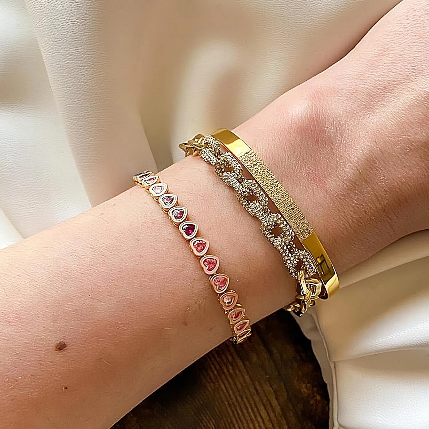 14k Gold Tennis Bracelet, Cubic Zirconia Classic Tennis Bracelet, Gold Link Bracelets For Women