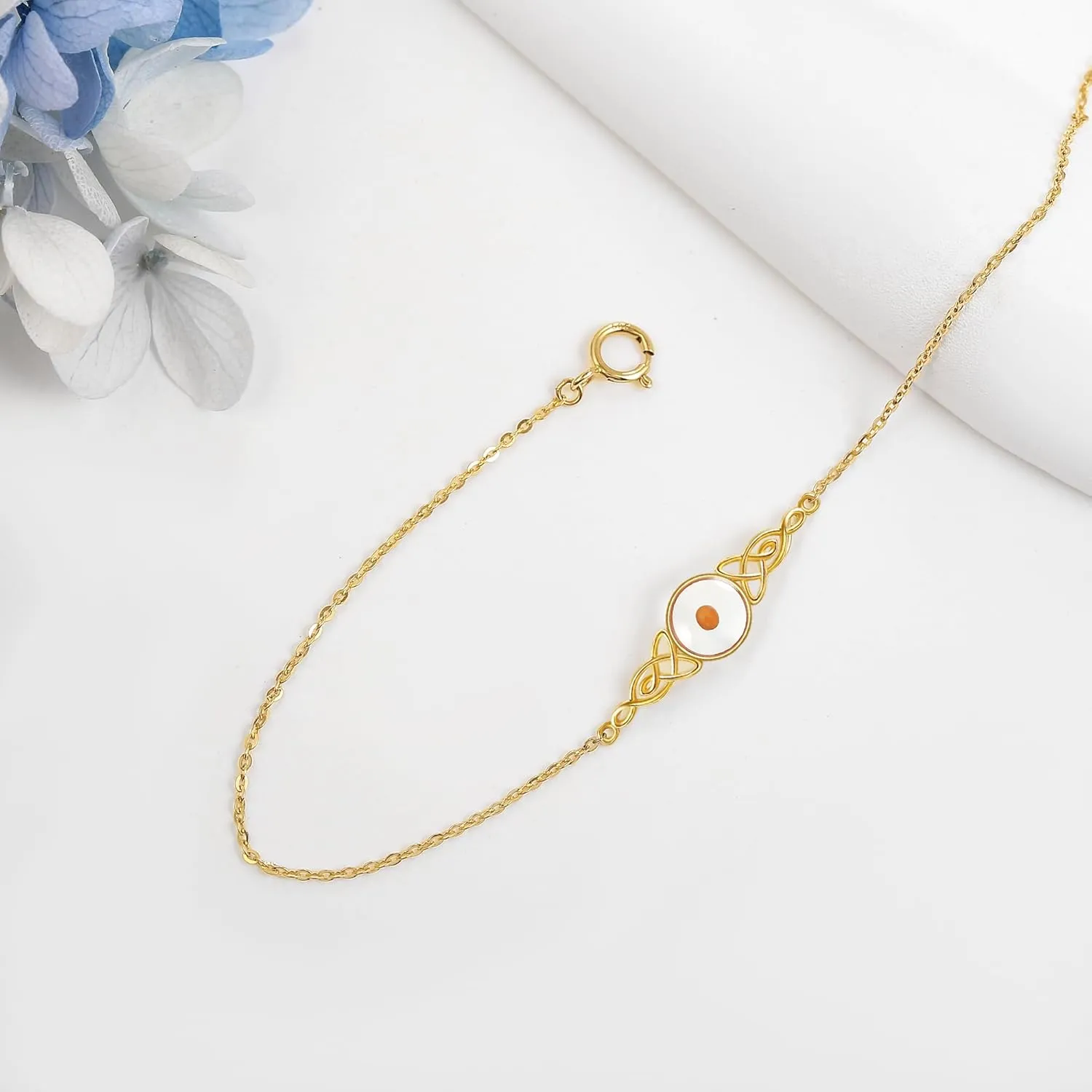 14k Real Gold Animal/Italian Horn/Sun/Mom Bracelet Cute Bracelets For Women Girls Christmas Birthday Valentine'S Day Gift