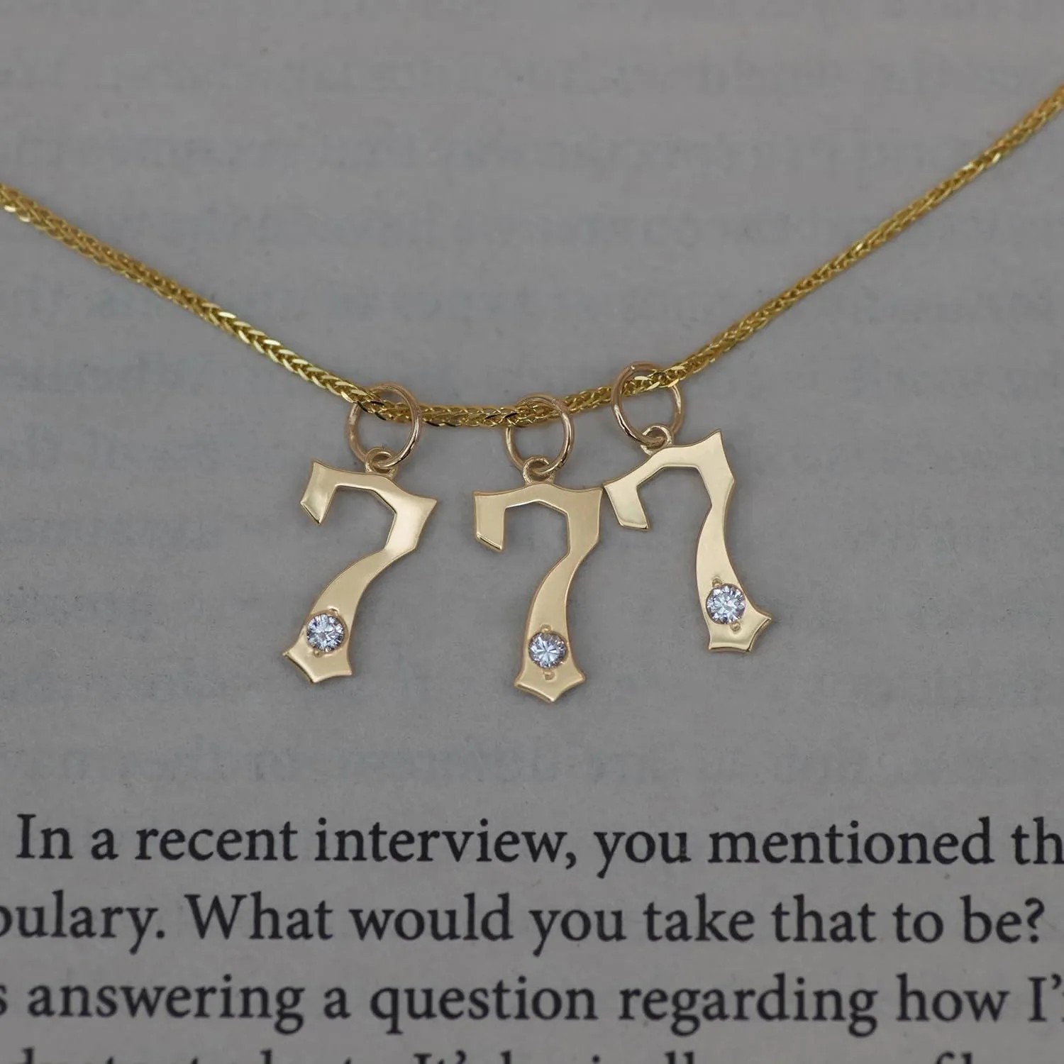 14k Real Solid Gold Natural Diamond Number Gothic Charm Pendant - Old English Numeric for Chain Necklace - Personalized Jewelry for Unisex - Perfect for Minimalist Design - Pendant Only