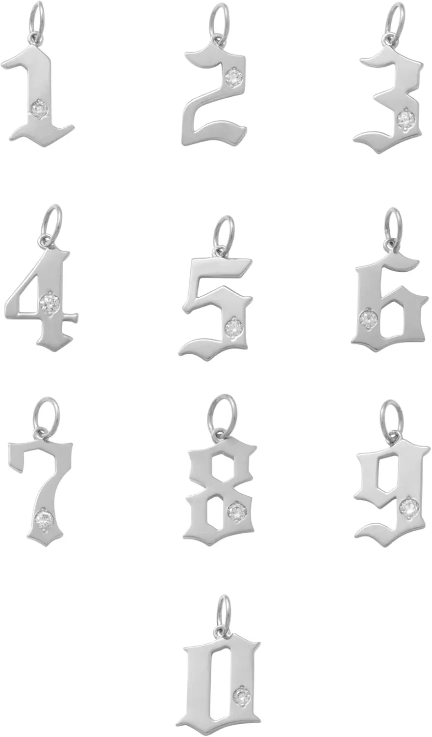 14k Real Solid Gold Natural Diamond Number Gothic Charm Pendant - Old English Numeric for Chain Necklace - Personalized Jewelry for Unisex - Perfect for Minimalist Design - Pendant Only