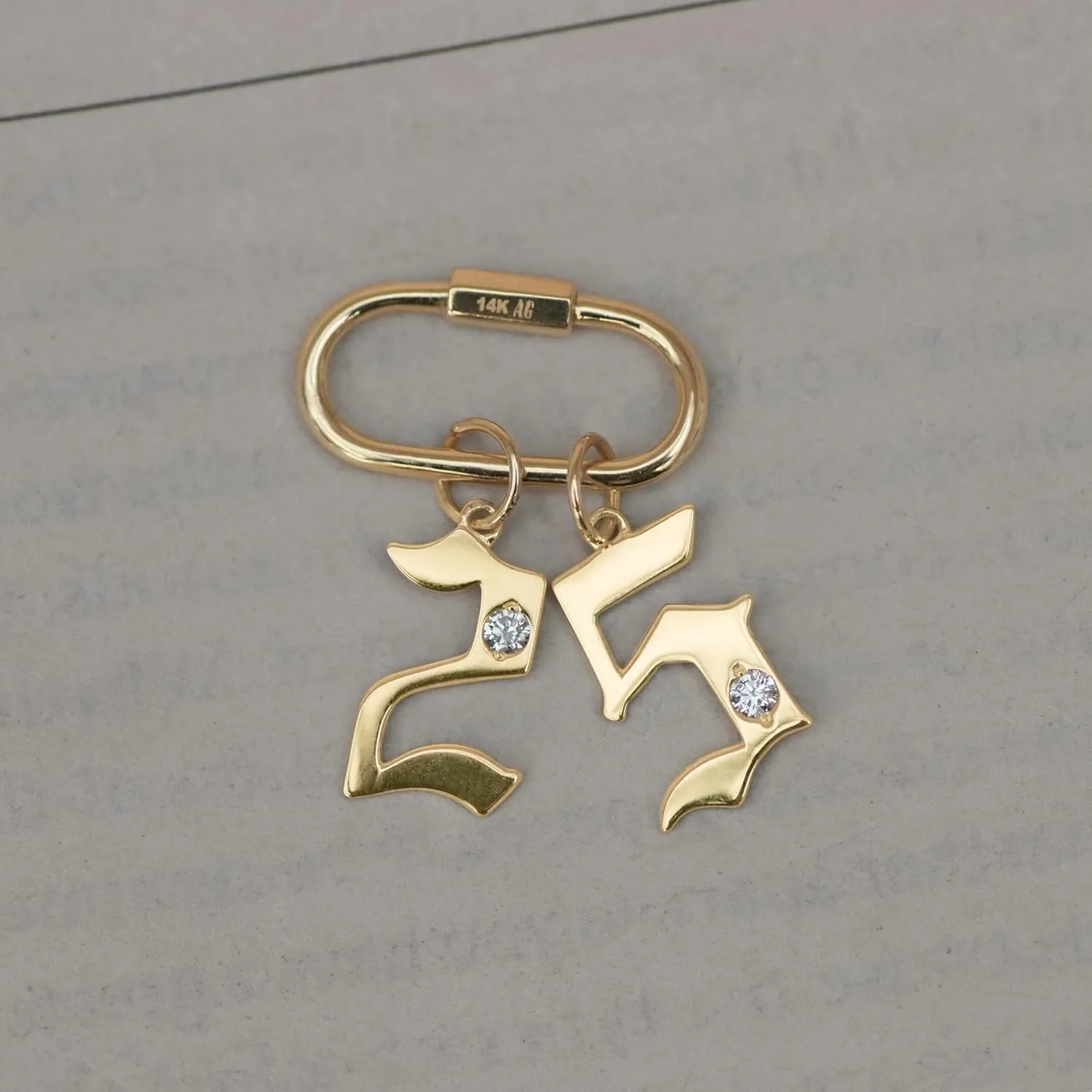 14k Real Solid Gold Natural Diamond Number Gothic Charm Pendant - Old English Numeric for Chain Necklace - Personalized Jewelry for Unisex - Perfect for Minimalist Design - Pendant Only