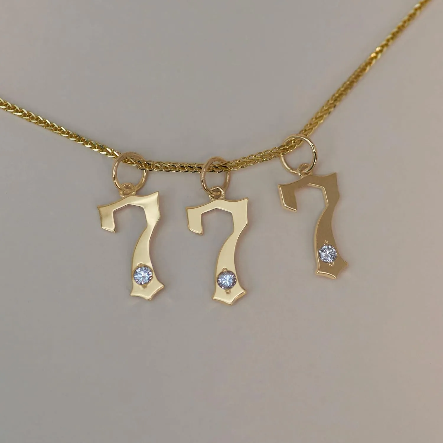14k Real Solid Gold Natural Diamond Number Gothic Charm Pendant - Old English Numeric for Chain Necklace - Personalized Jewelry for Unisex - Perfect for Minimalist Design - Pendant Only