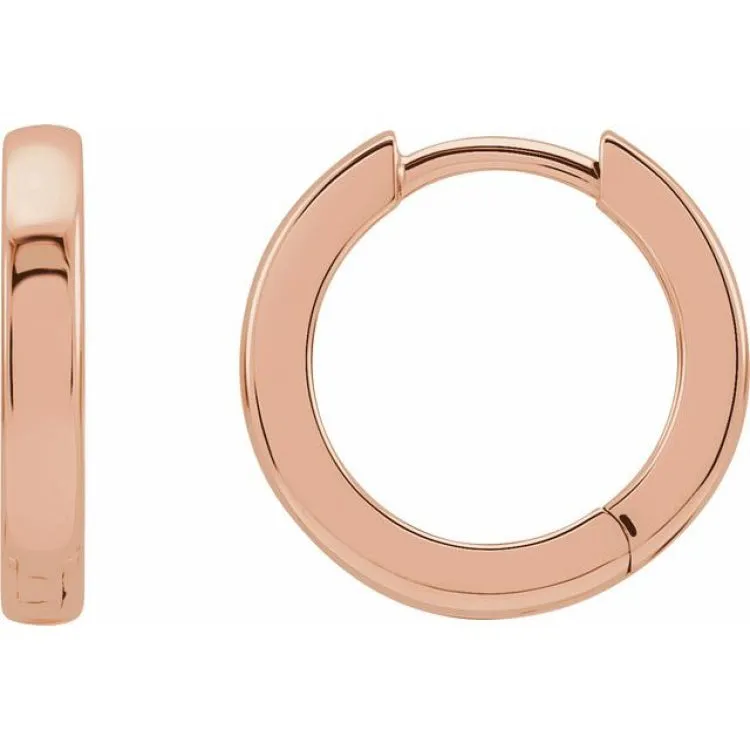 14K Rose Hinged 10 mm Hoop Earrings