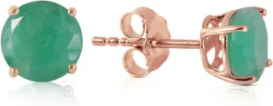 14k Solid High Polished Rose Gold "Spring Doesn't Fade" Earrings with 0.95 Carat Emerald