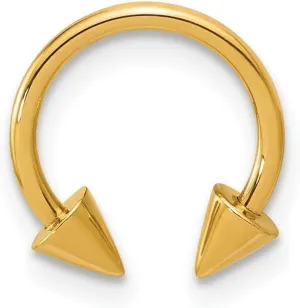 14k Solid Yellow Gold Polished 16 Gauge Screw off End Pointed Single Ear Cuff 13x13mm Wide-Ear-Cuff for Women