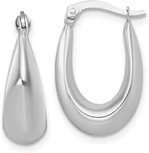 14k White Gold Polished Tapered Hoop Earrings 14x14mm Wide 7.5mm Thick-Hoop Earring for Women