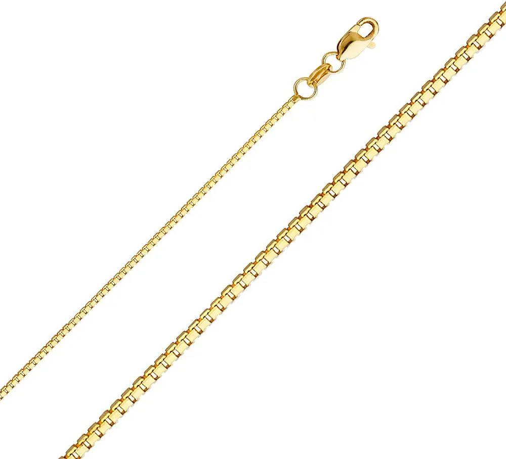 14K Yellow Gold Eagle Charm Pendant with 1mm Box Chain Necklace