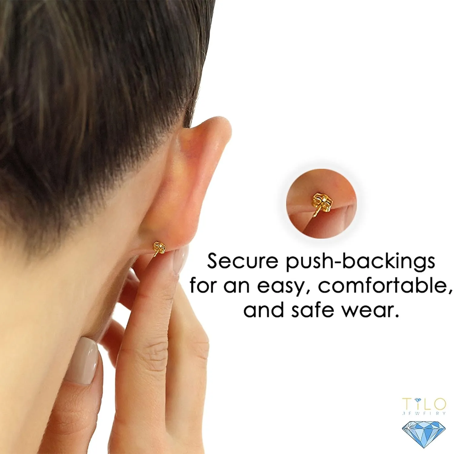 14k Yellow Gold Polished Ball Stud Earrings with Butterfly Pushback
