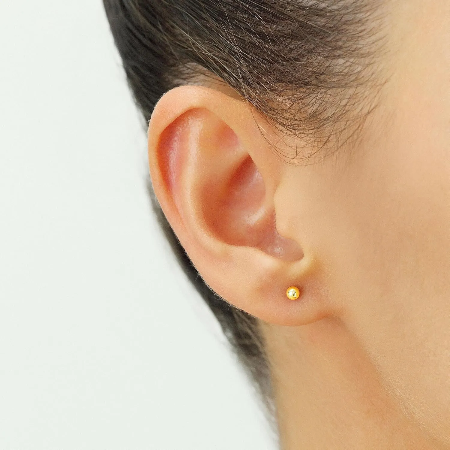 14k Yellow Gold Polished Ball Stud Earrings with Butterfly Pushback