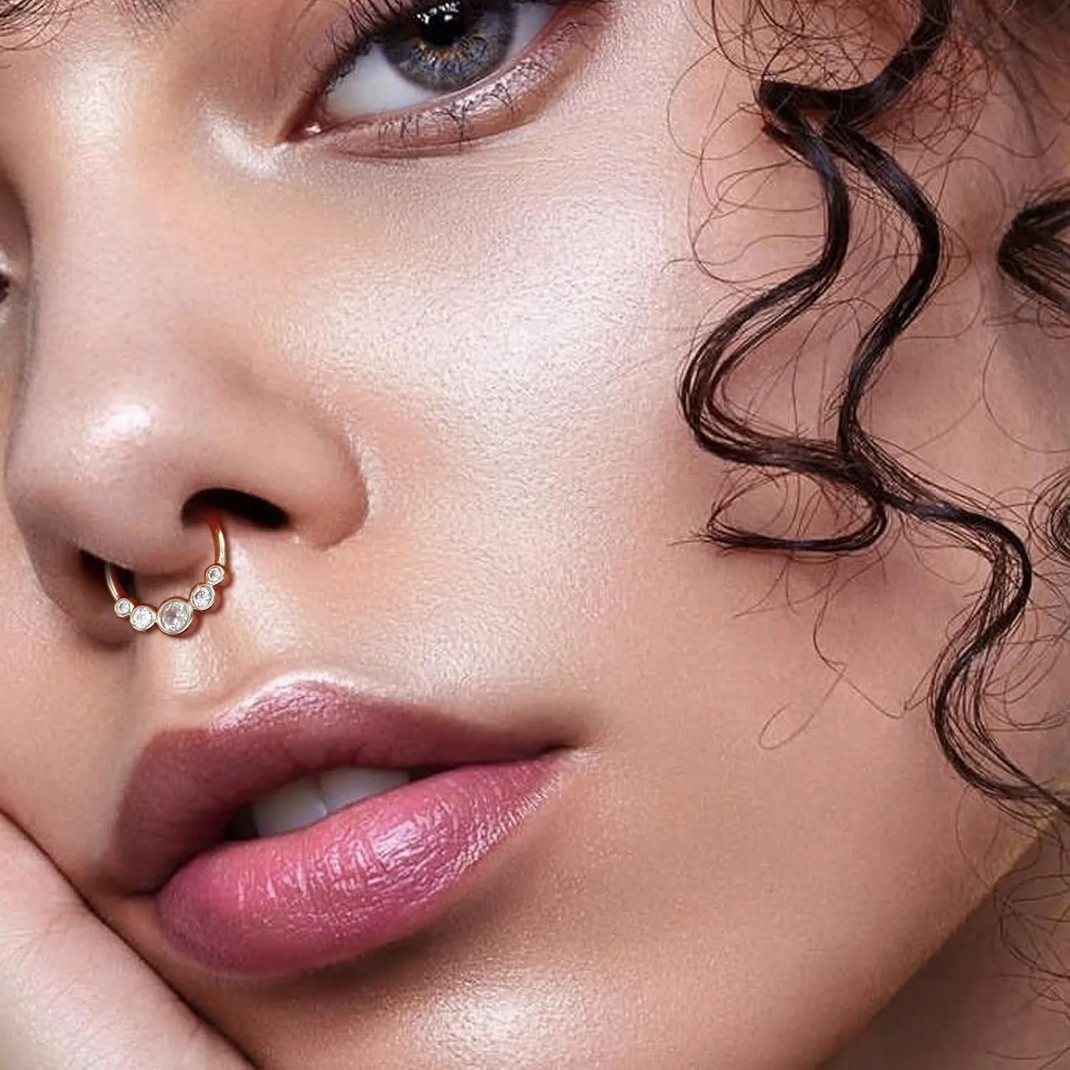 14k Yellow/White Gold Nose Rings 16G for Women & Men, 6mm 8mm 10mm Hinged Segment Cartilage Earring Hoop, Septum Rings, Helix, Rook, Tragus, Daith Body Piercing Jewelry