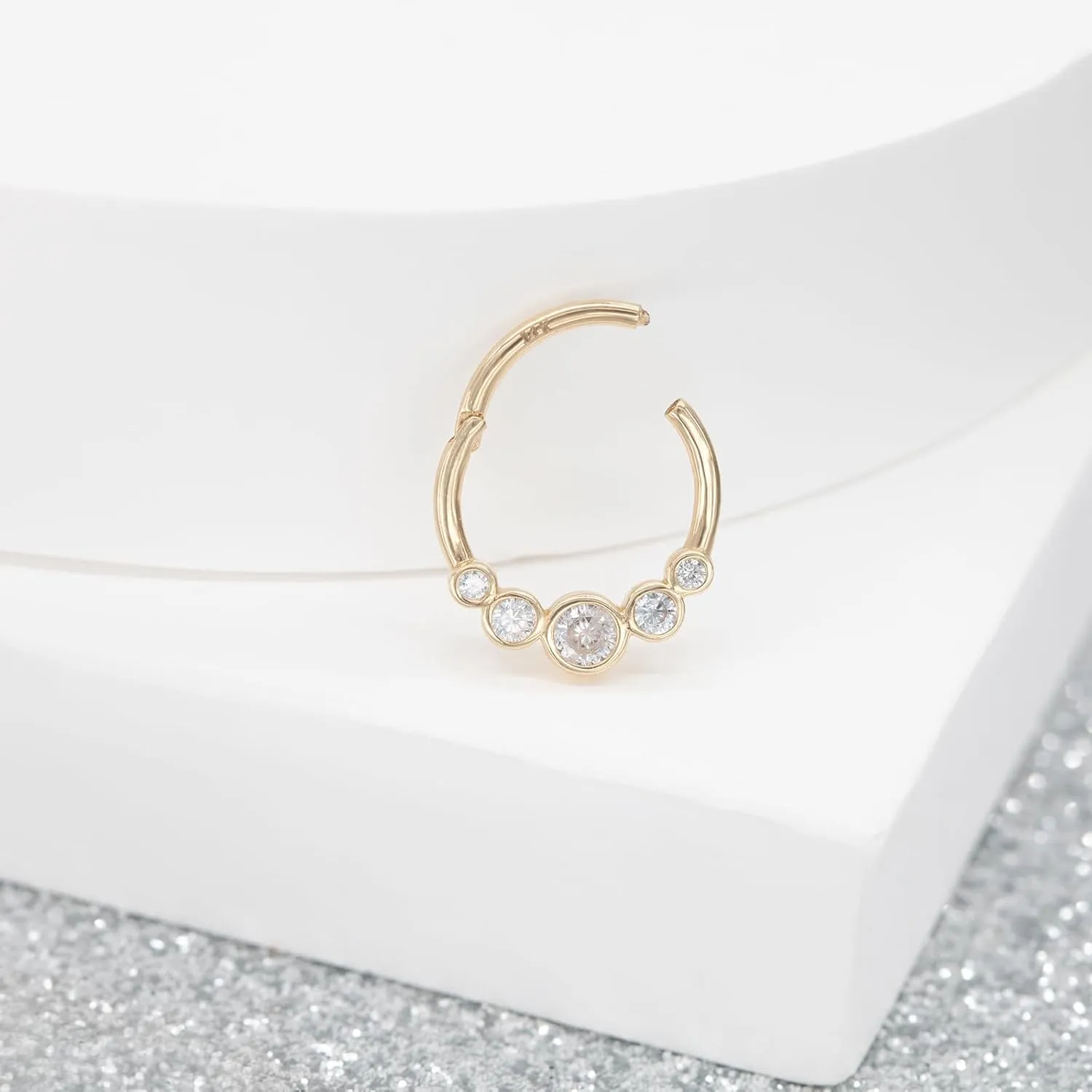 14k Yellow/White Gold Nose Rings 16G for Women & Men, 6mm 8mm 10mm Hinged Segment Cartilage Earring Hoop, Septum Rings, Helix, Rook, Tragus, Daith Body Piercing Jewelry