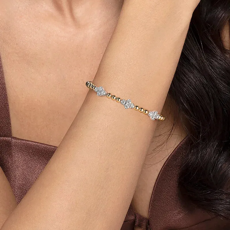 14KYW Cluster Diamond Bangle with Lock