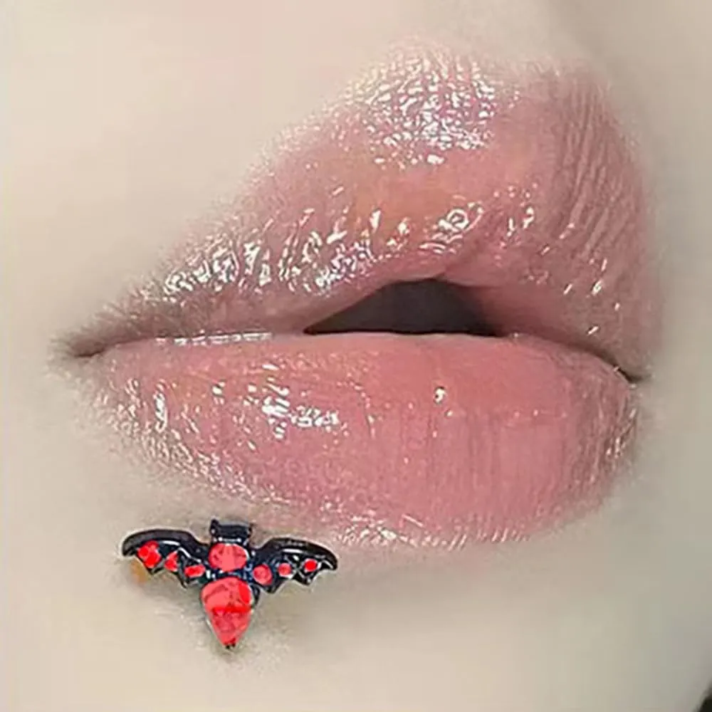 16G Bat Lip Rings for Women Surgical Steel CZ Labret Stud Internal Thread Lip Piercing Jewelry Lip Studs Cartilage Tragus Helix Earring Body Piercing Jewelry
