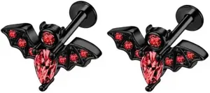 16G Bat Lip Rings for Women Surgical Steel CZ Labret Stud Internal Thread Lip Piercing Jewelry Lip Studs Cartilage Tragus Helix Earring Body Piercing Jewelry