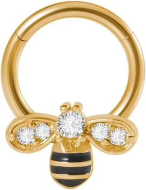 16G CZ Bee Nose Septum Rings for Women Stainless Steel Bumblebee Nose Rings Hoop Cartilage Tragus Piercing Earrings Sparkling Body Piercing Jewelry