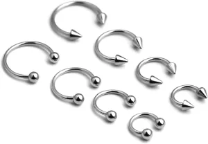 16G Horseshoe Rings Surgical Steel Nose Septum Horseshoe Hoop Earring Eyebrow Tragus Lip Rings Daith Helix Piercing Jewelry for Women Men 6-12mm Smily Piercing Jewelry