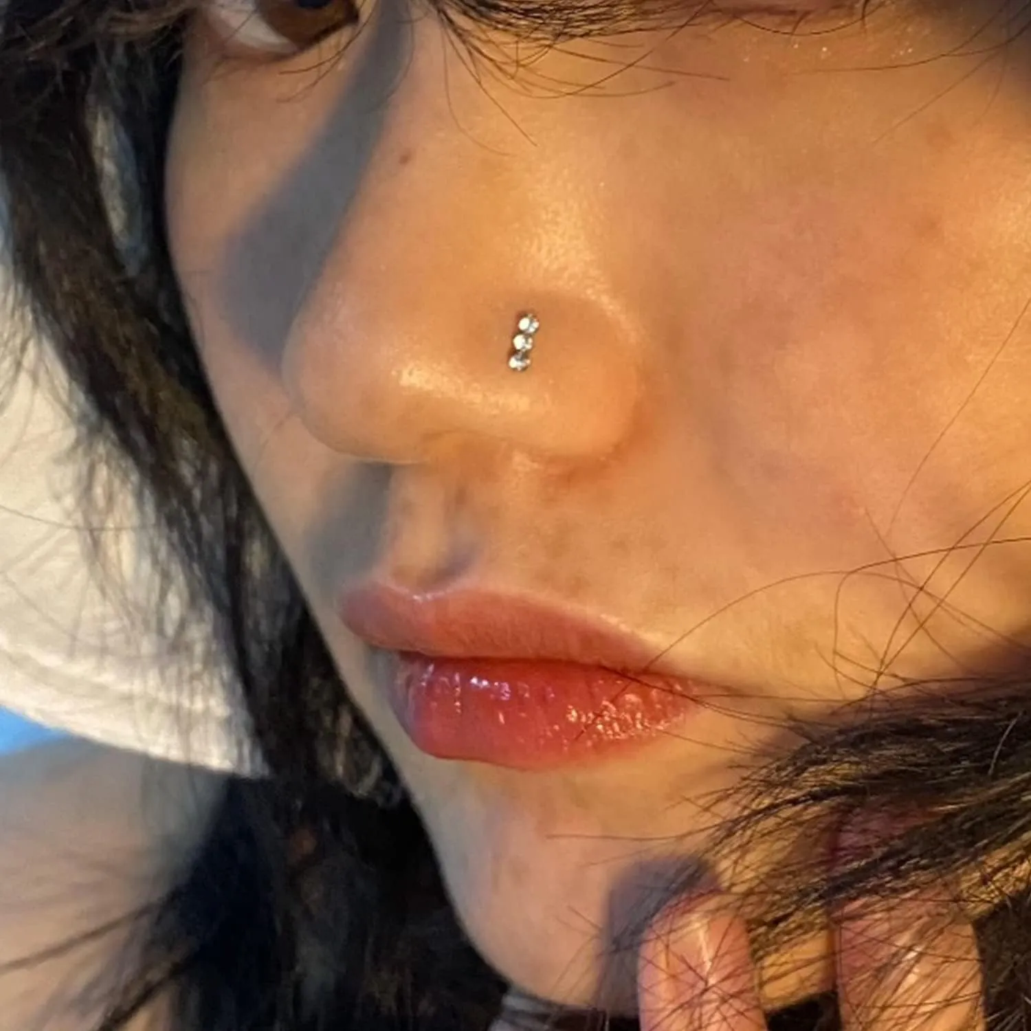 18G 20G Nose Rings Studs Stainless Steel L Shaped Screw Nose Rings Hypoallergenic Cubic Zirconia Nostril Nose Piercing Jewelry for Women Men Silver