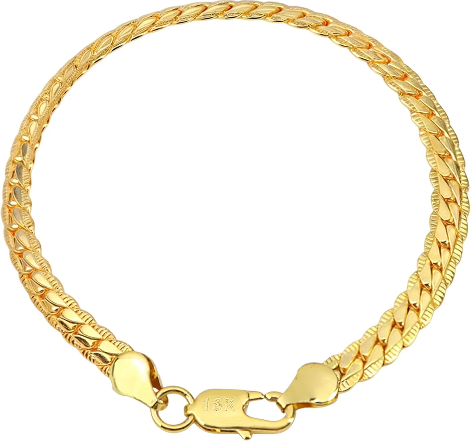 18k Gold Plated Copper Bracelet 7.5in for Men Women Over Copper Solid Cuban Horseshoe Design Link Curb Chain Bracelet, Perfect Fashion Accessory Father's Day Birthday Gift, Weighing 10.5g