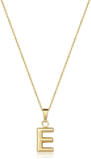 18K Gold Plated Initial Necklace for Women, Simple Gold A-Z Letter Pendant Necklace for Women